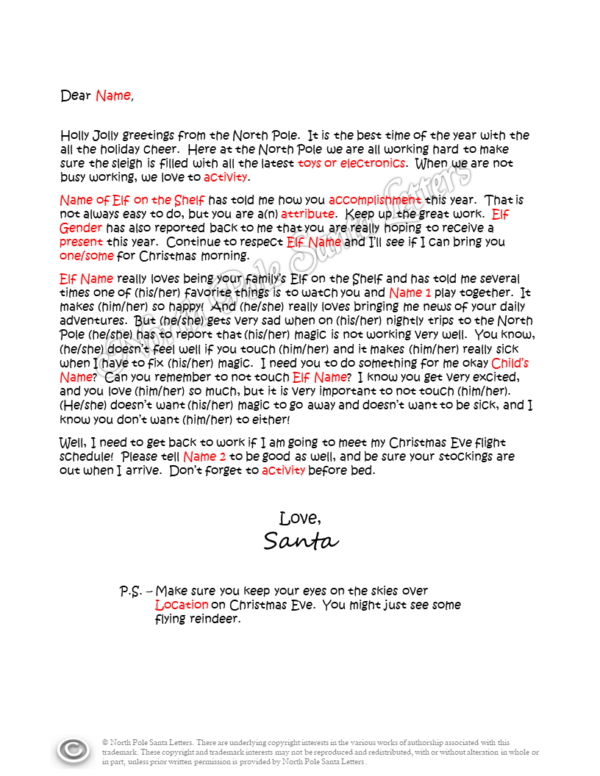 Letter from Santa Elf Report