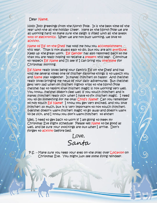 Winter Wonderland Elf On shelf Letter